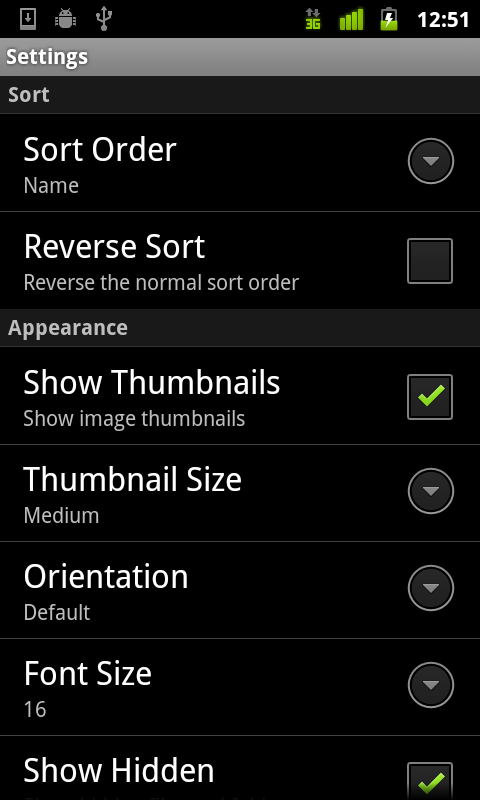 lots of settings to personalize the app